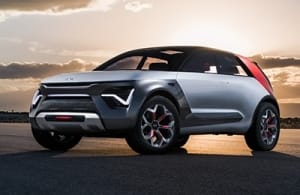 Vista frontal de tres cuartos del prototipo Kia Habaniro