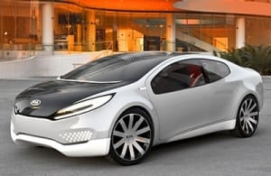 Vista frontal de tres cuartos del prototipo Kia Ray