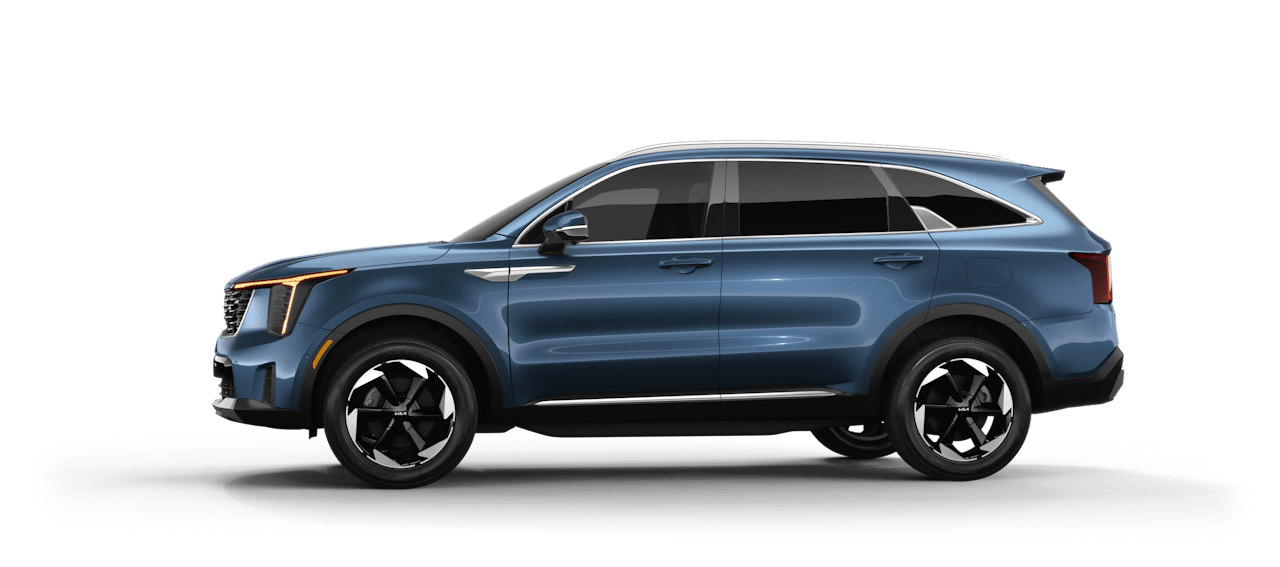 2025 Kia Sorento Hybrid, three-quarter front view, in blue