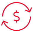 An icon of a dollar sign with arrows curving around it, representing trade-in value.